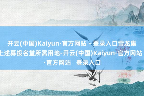 开云(中国)Kaiyun·官方网站 - 登录入口雪龙集团已得到上述募投名堂所需用地-开云(中国)Kaiyun·官方网站   登录入口